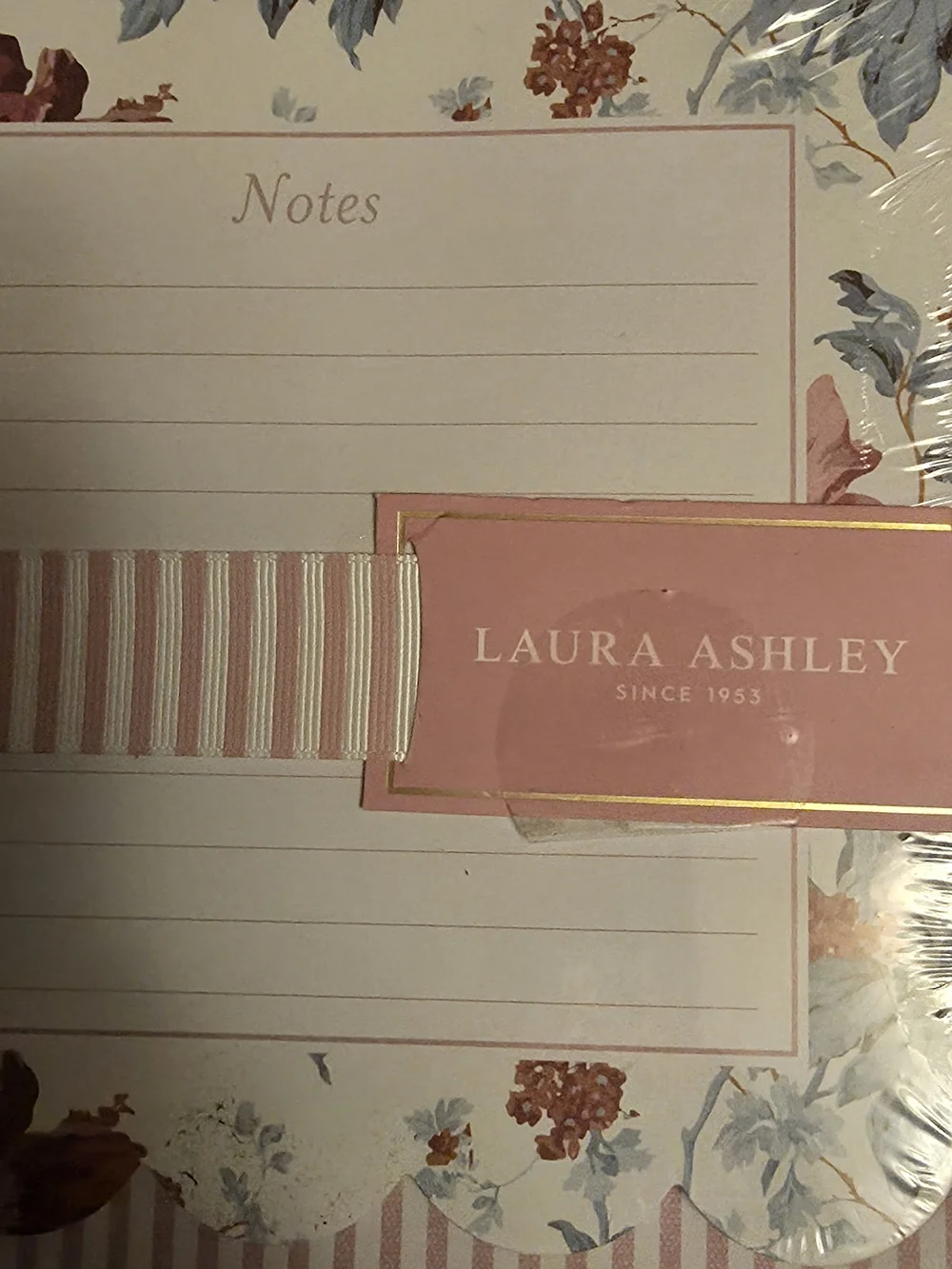 Laura Ashley Pink Floral Lined Notepad with Scalloped Edges